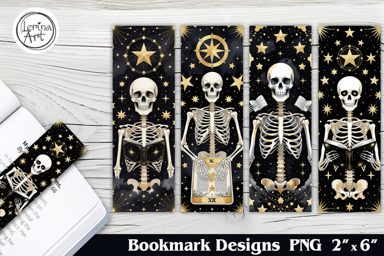 Celestial Skeleton Printable Bookmark 4 PNG