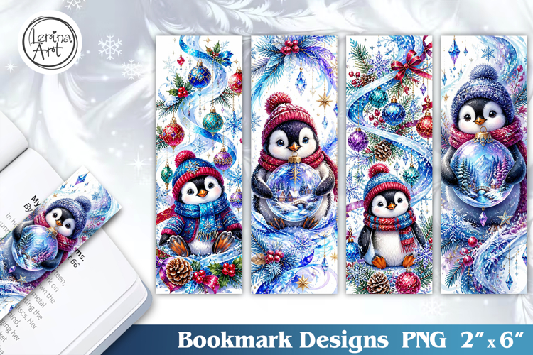 Christmas / Penguin / Printable Bookmark / 4 PNG