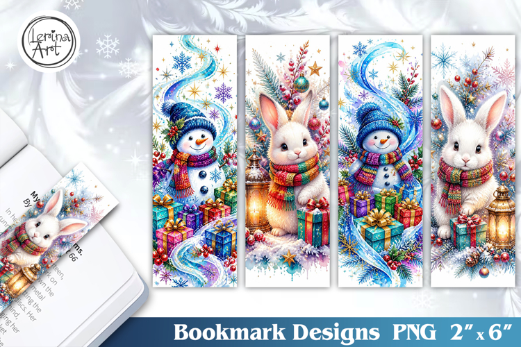 Christmas / Snowman / Printable Bookmark / 4 PNG