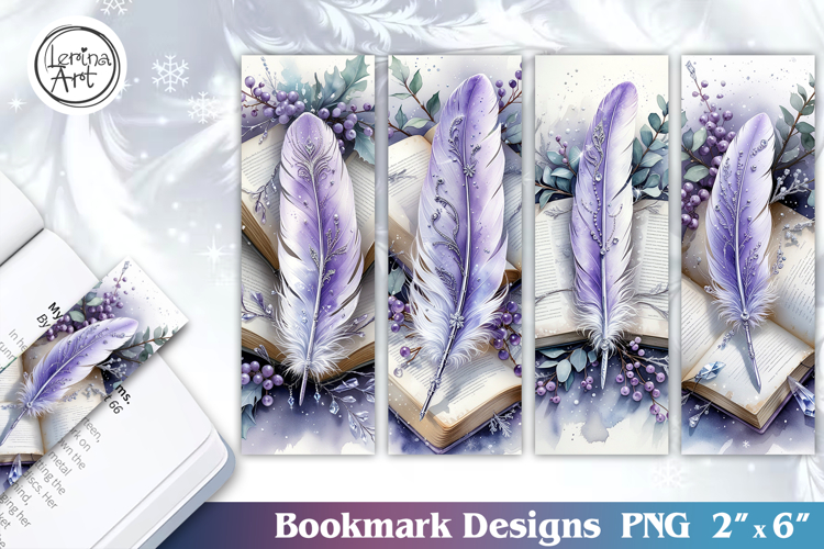Christmas / Feather / Printable Bookmark / 4 PNG
