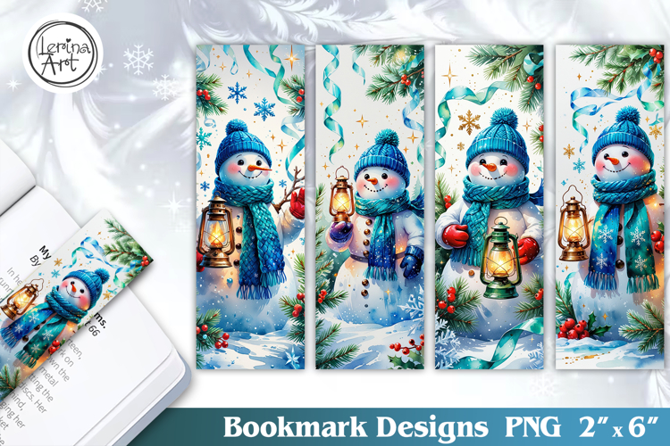 Christmas / Snowman / Printable Bookmark / 4 PNG