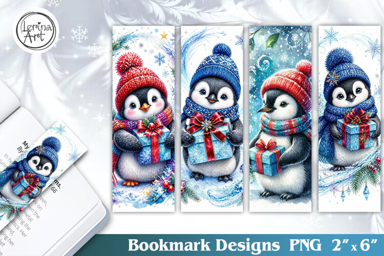 Christmas / Penguin / Printable Bookmark / 4 PNG