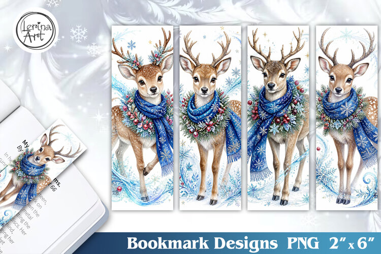 Christmas / Deer / Printable Bookmark / 4 PNG
