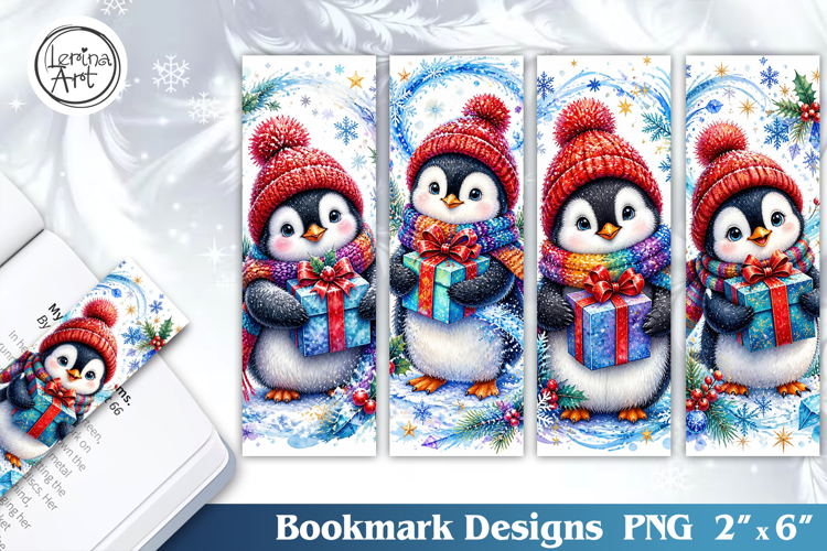 Christmas / Penguin / Printable Bookmark / 4 PNG