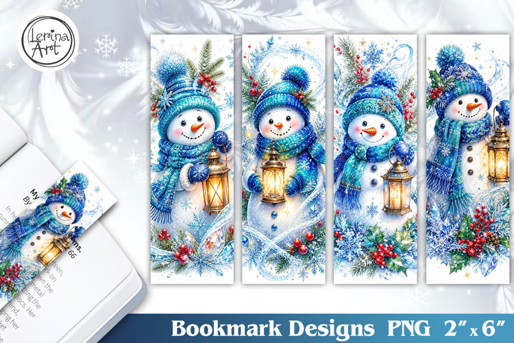 Christmas / Snowman / Printable Bookmark / 4 PNG
