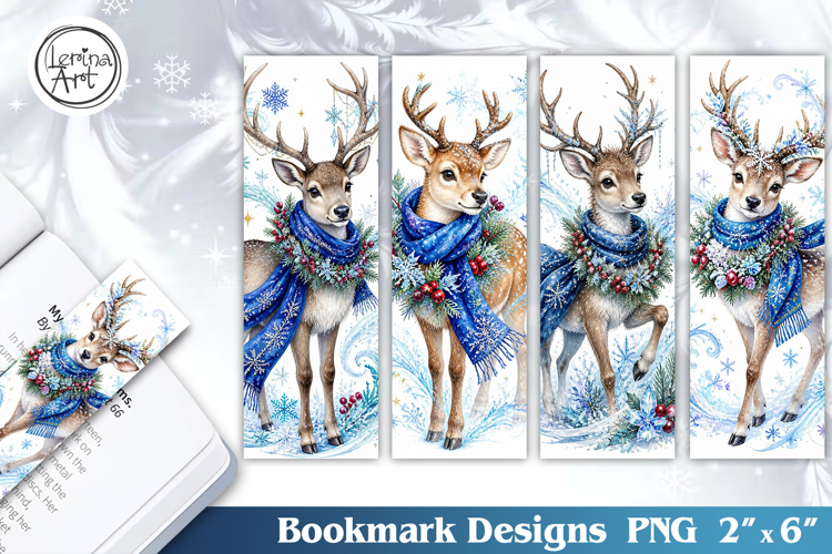 Christmas / Deer / Printable Bookmark / 4 PNG
