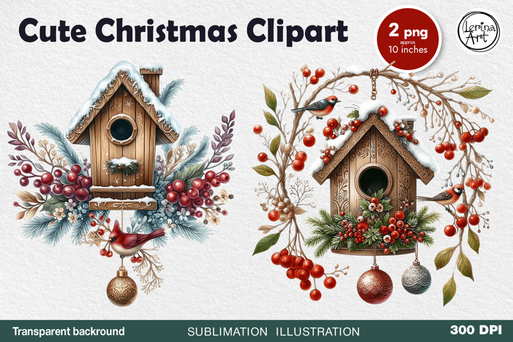 Christmas Decor. Watercolor Cliparts. PNG sublimation