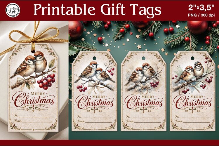Christmas Gift Tags|Vintage| PNG Sublimation
