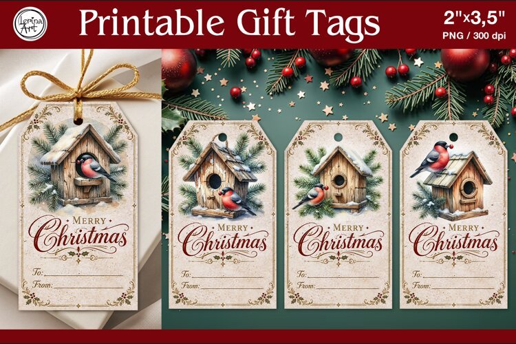 Christmas Gift Tags | Winter Bird | PNG Sublimation