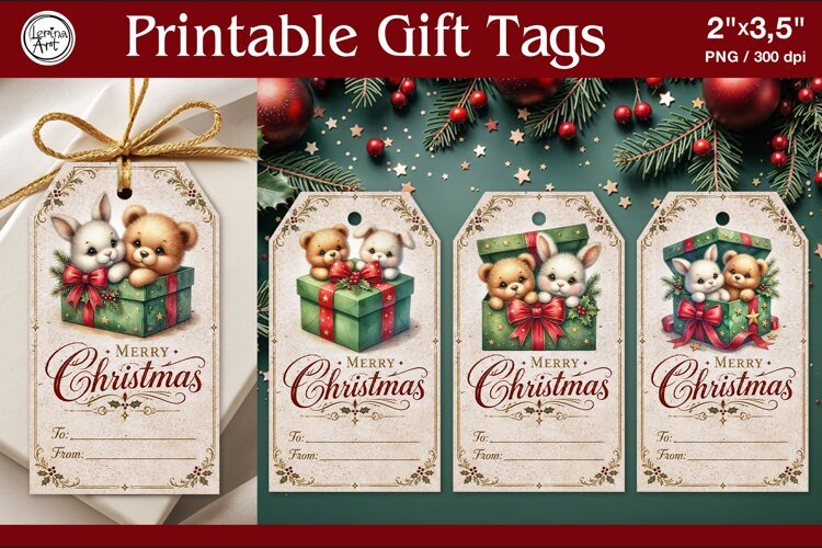 Christmas Gift Tags | Vintage | PNG Sublimation