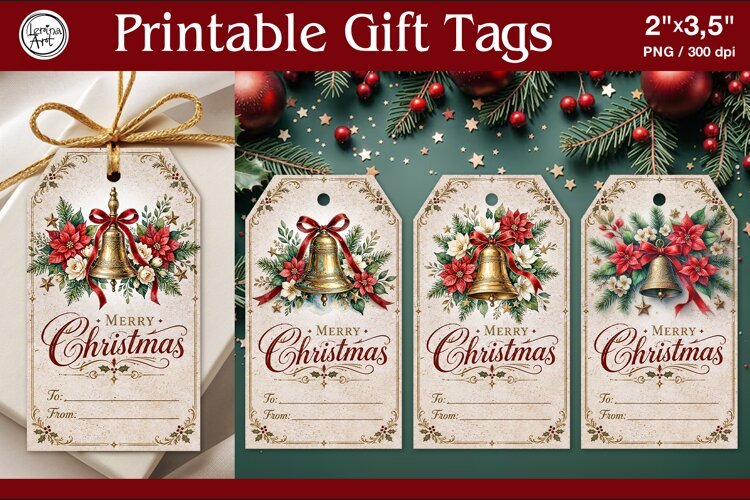 Christmas Gift Tags|Vintage| PNG Sublimation