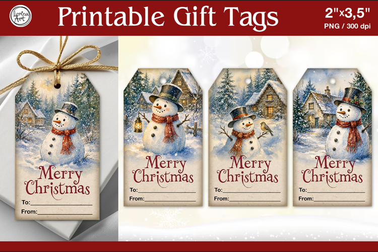 Christmas Gift Tags| Snowman | PNG Sublimation