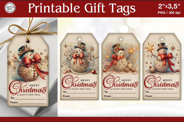 Christmas Gift Tags| Snowman | PNG Sublimation