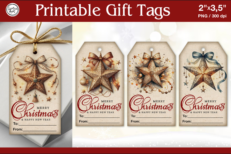 Christmas Gift Tags| Christmas Star| PNG Sublimation