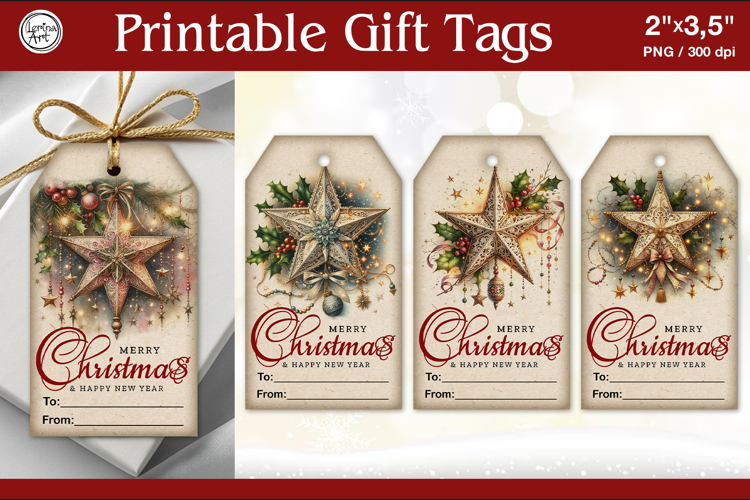 Christmas Gift Tags| Christmas Star| PNG Sublimation