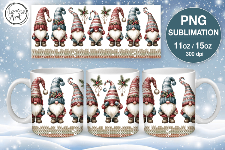 Christmas mug wrap. 11&15oz GNOMES