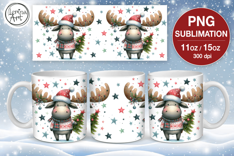 Christmas mug wrap. 11&15oz Christmas Elk