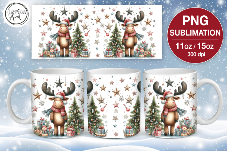 Christmas mug wrap. 11&15oz Christmas Elk