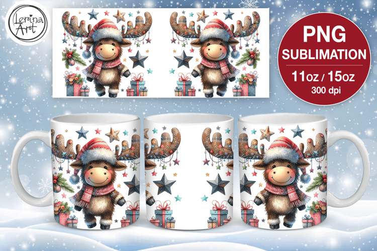 Christmas mug wrap. 11&15oz Christmas Elk