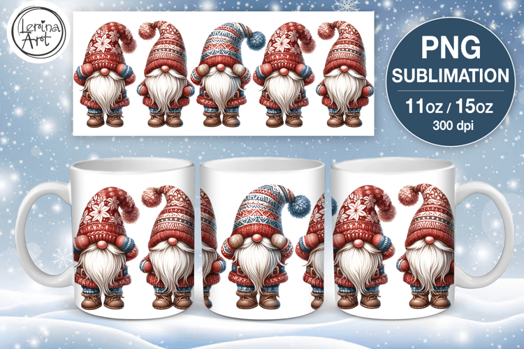 Christmas mug wrap. 11&15oz GNOMES