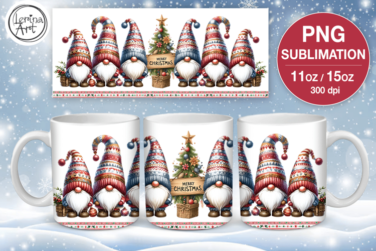 Christmas mug wrap. 11&15oz GNOMES