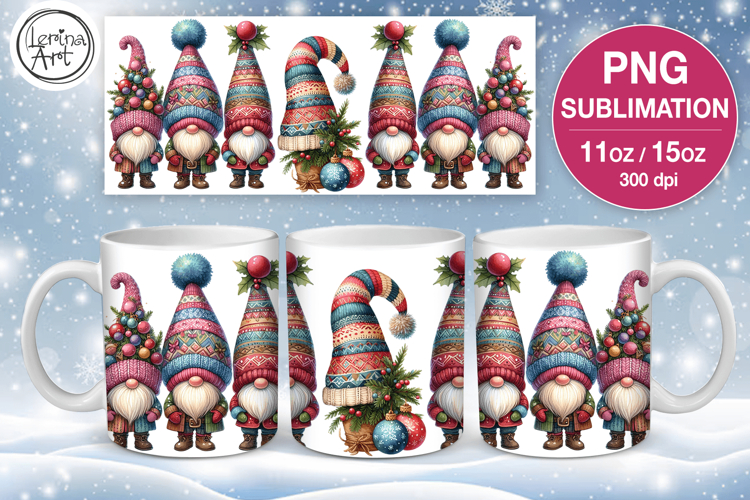 Christmas mug wrap. 11&15oz GNOMES
