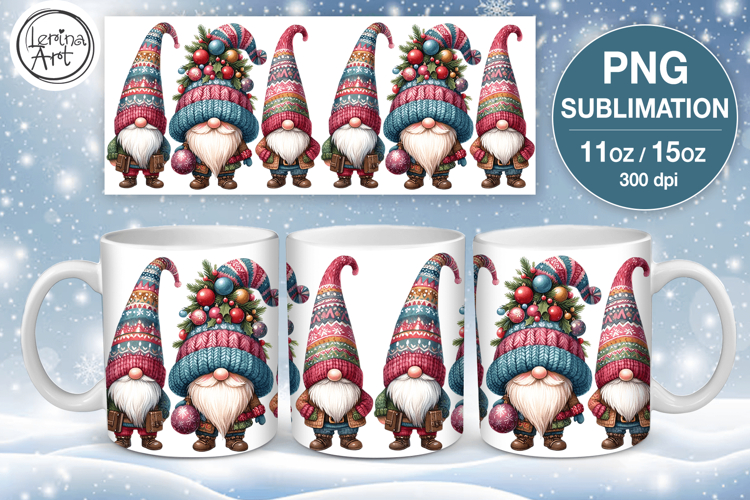 Christmas mug wrap. 11&15oz GNOMES