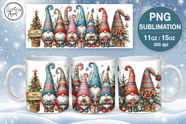 Christmas mug wrap. 11&15oz GNOMES