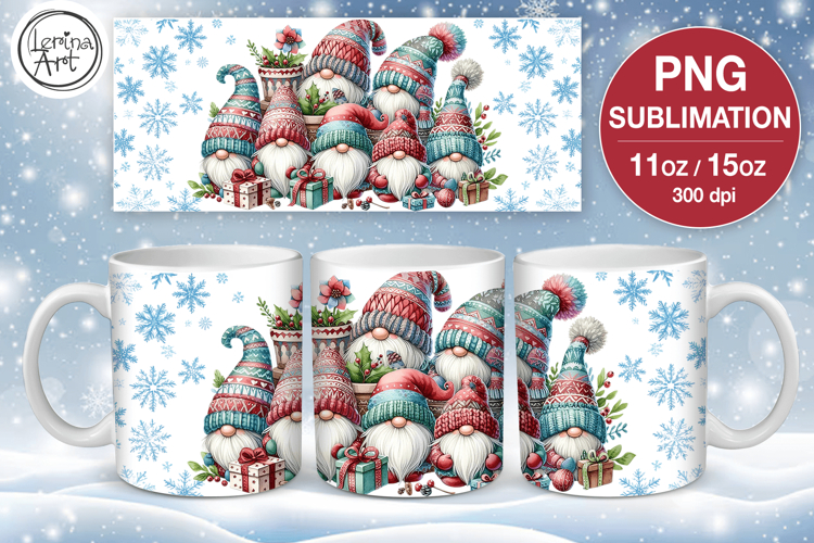 Christmas mug wrap. 11&15oz GNOMES