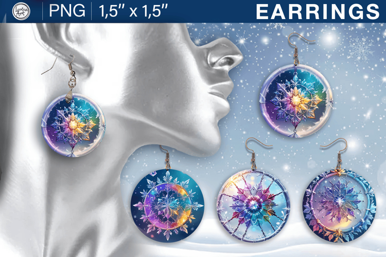Northern Lights earrings sublimation designs, 4 PNG