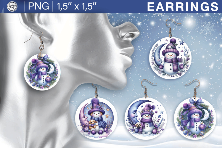 Christmas earrings sublimation designs, 4 PNG