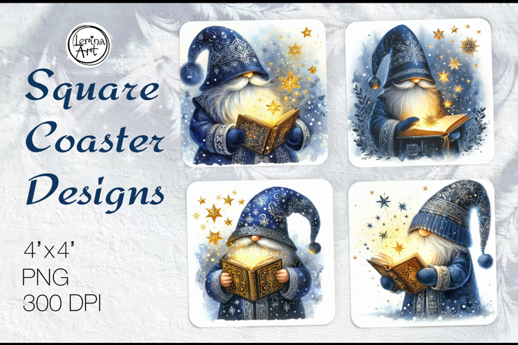 Cute Gnomes Christmas Coaster Design, 4 PNG