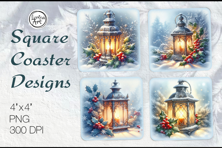 Frosty Holiday Lantern Coasters | Christmas Coaster Design