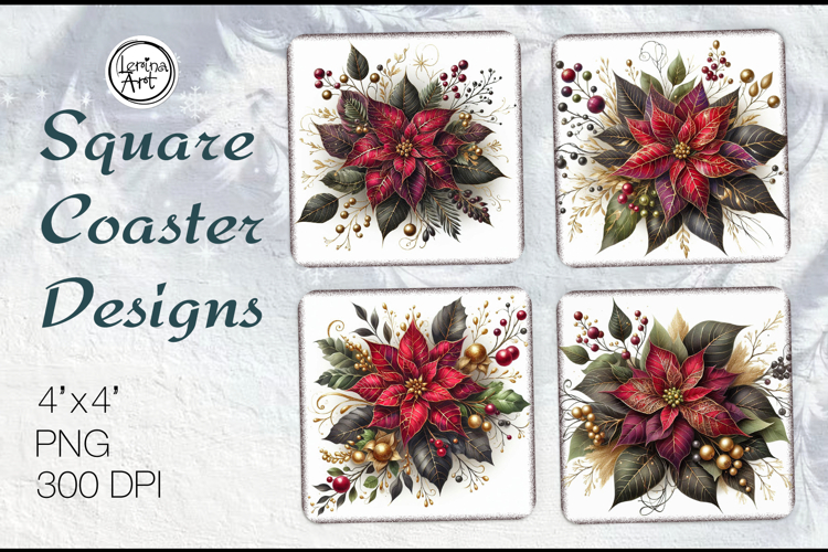 Frosty Holiday Coasters | Christmas Coaster Design, 4 PNG
