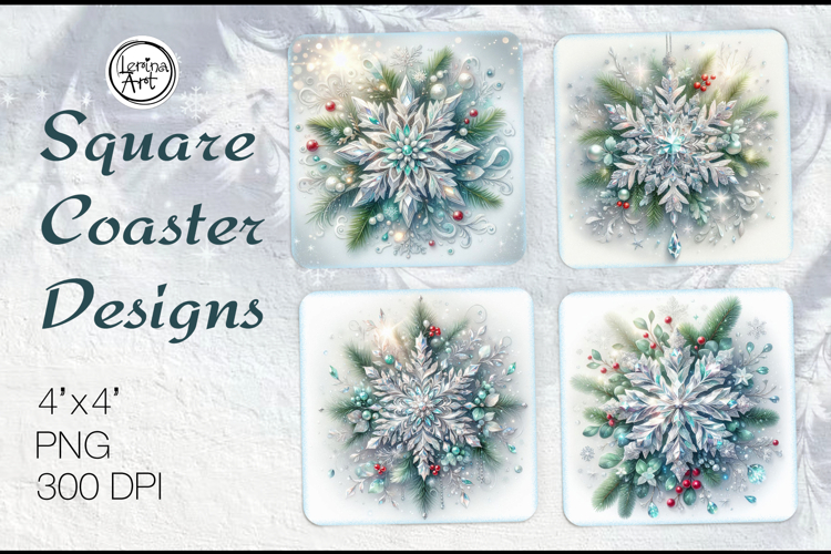 Frosty Holiday Coasters | Christmas Coaster Design, 4 PNG