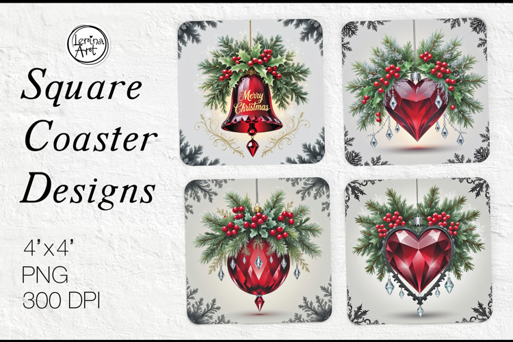 Christmas Coaster Design, 4 PNG