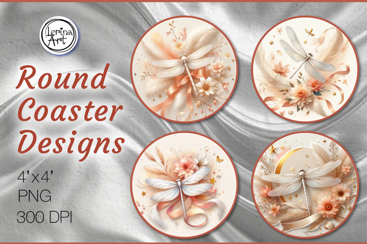 Dragonfly. Coaster / keychain / magnets design PNG