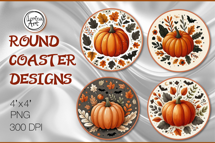 Thanksgiving / ThanksgivingHalloween Coaster Design, 4 PNG