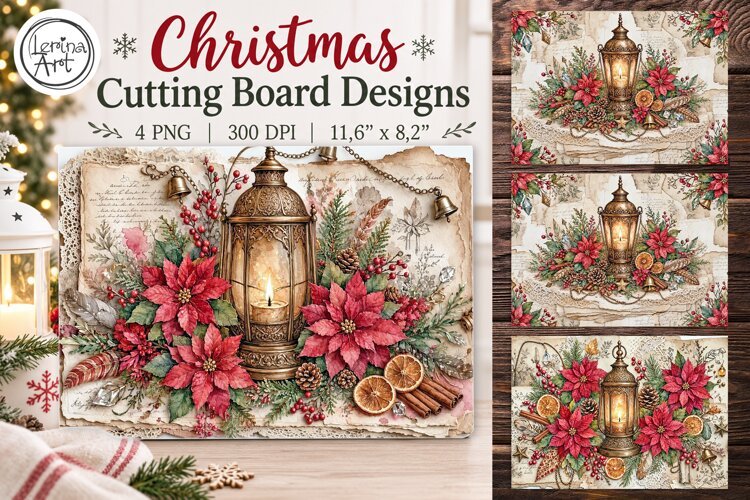 Cozy Christmas Cutting Board Designs / 4 PNG