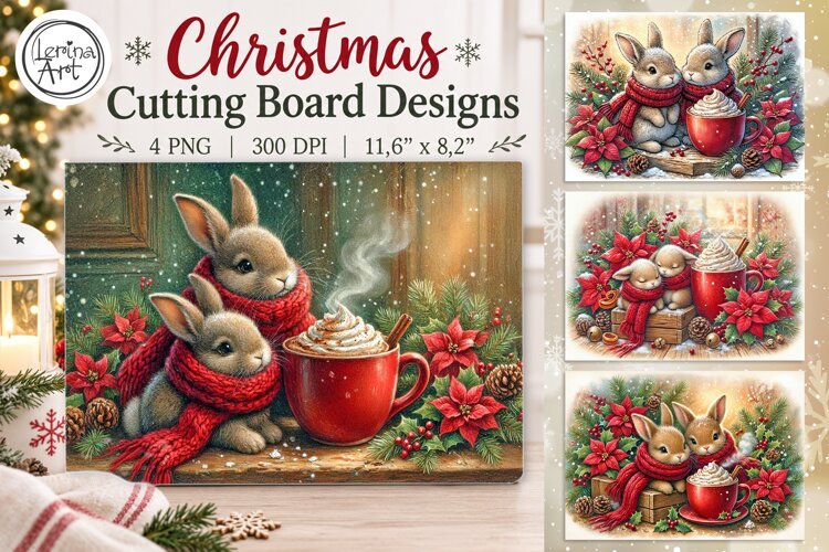 Cozy Christmas Cutting Board Designs / 4 PNG