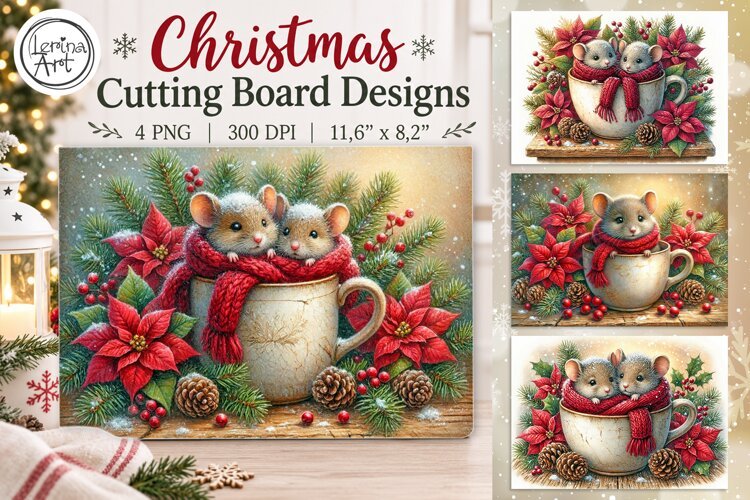 Cozy Christmas Cutting Board Designs / 4 PNG