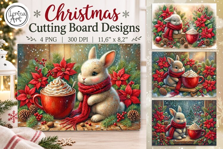 Cozy Christmas Cutting Board Designs / 4 PNG