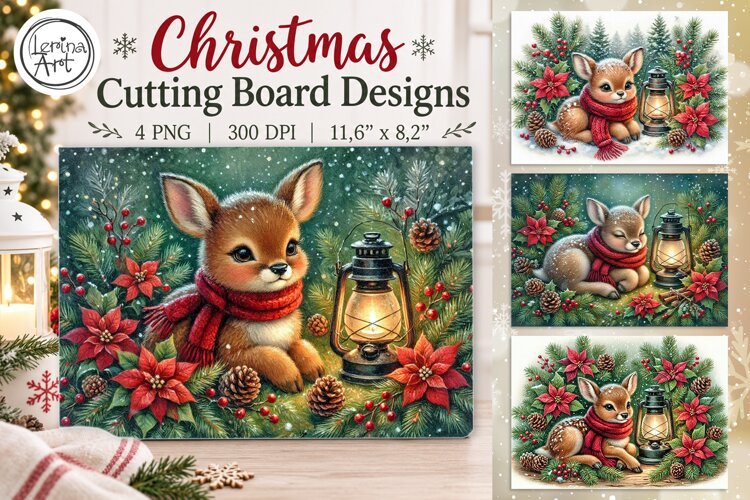 Cozy Christmas Cutting Board Designs / 4 PNG