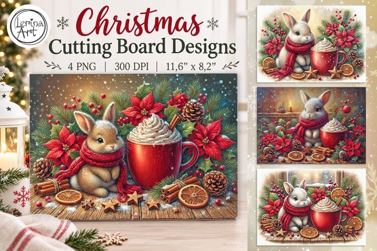 Cozy Christmas Cutting Board Designs / 4 PNG