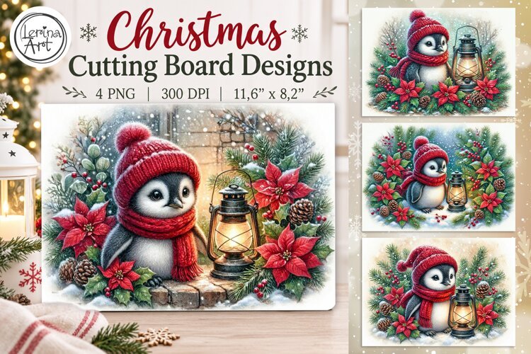 Cozy Christmas Cutting Board Designs / 4 PNG