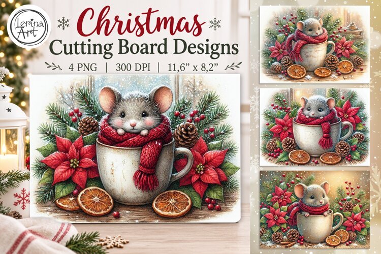 Cozy Christmas Cutting Board Designs / 4 PNG
