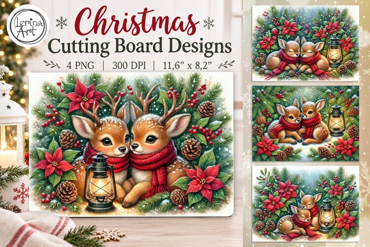 Cozy Christmas Cutting Board Designs / 4 PNG