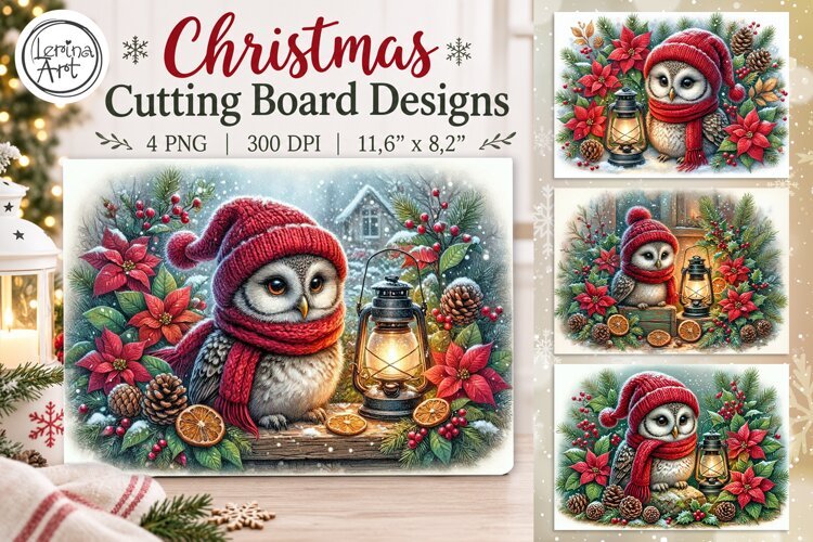 Cozy Christmas Cutting Board Designs / 4 PNG