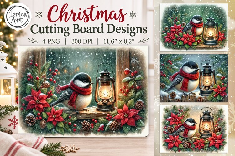 Cozy Christmas Cutting Board Designs / 4 PNG