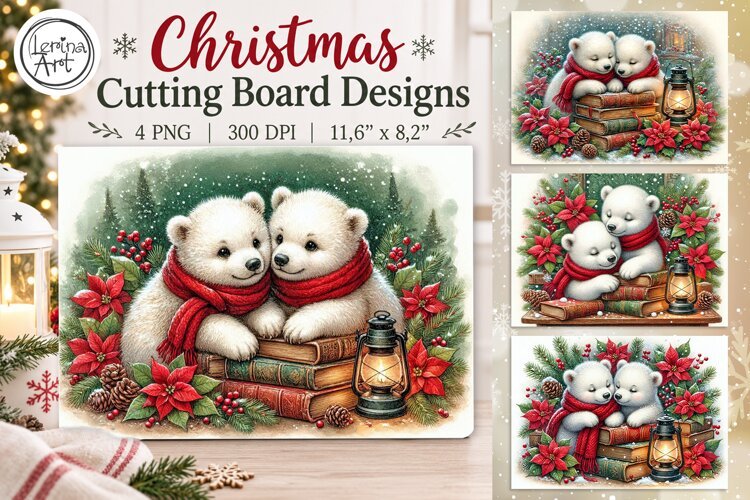 Cozy Christmas Cutting Board Designs / 4 PNG